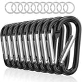 sprookber 3" Aluminum Carabiner D Ring, Caribeener Clips, Spring Snap Hook for Keychain Clip, Set of 10 - color: Black