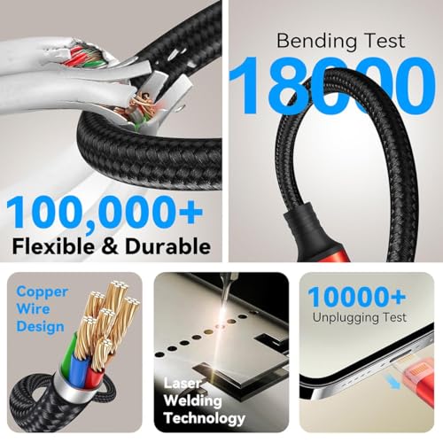 6 in 1 Multiple Charging Cable,USB A/C Universal Charger Cable 2 Pack 6Ft - size: 6 ft