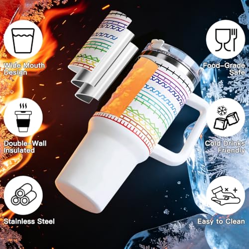 40oz Stainless Steel Large Insulated Tumblers With Handles Lids And Straws - color: White