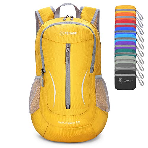 ZOMAKE Lightweight Packable Backpack 25L, Foldable Hiking Daypack - color: Yellow a, size: 25L