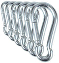 Black & Silver Zinc-Galvanized Heavy Duty Bushcraft Carabiner Spring Snap Clip Link Hooks 200-500lb Load 2, 6 & 12 Packs - color: 7cm (2.8in) Silver 6 Pack