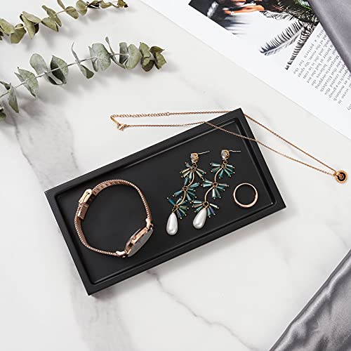 Luxspire Resin Bathroom Tray for Countertop Organizer, Mini, Marble Black | 8 x 4 inch, non-slip waterproof resin, easy wipe clean, fits bath kitchen vanity, holds jewelry toiletries soap - color: Black, size: Mini