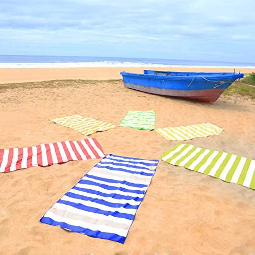Your Choice Microfiber Beach Towel Sand-Free Quick Dry (67"x35"/60"x30") - color: K-dark Blue&khaki Stripes, size: Extra Large(67x35")