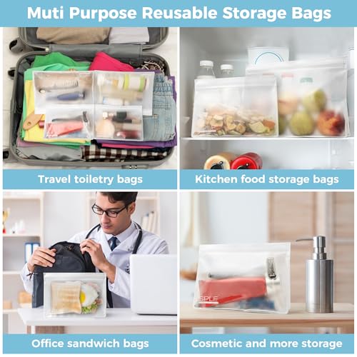 SPLF 4 Pack Leakproof Clear Toiletry bags, TSA Approved Quart Zipper Bags | BPA Free Travel Makeup Cosmetic Bags for Women Men, Carry on Airport Airline Compliant Bags - size: 2 Large 2 Medium