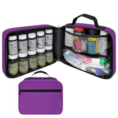 Large Pill Bottle Organizer & Medicine Bag for Travel, Purple - color: - LG Purple
