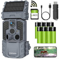 WOSPORTS WiFi Bluetooth Trail Camera,48MP 30fps Rechargeable Game Camera with 7800mAh Solar Panel, Night Vision,Motion Activated, Cell Phone Live View,IP66,Wildlife Cams for Outdoor Backyard