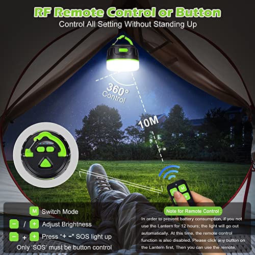 Sinvitron LED Camping Lantern Rechargeable with Remote Control - 1000LM 150H Runtime Tent Light, 5200mAh Water-Resistant Emergency Light for Hurricane Power Outages, Hiking Home - style: 1Pack Black&Green