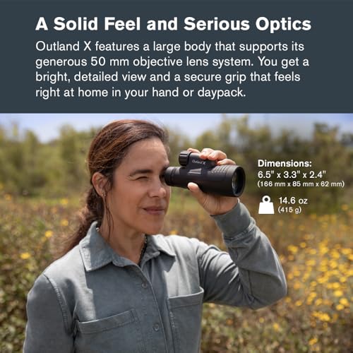 Celestron – Outland X 10x50 Monocular – Includes Smartphone Adapter – Large 50mm Objective Lens – Multi-Coated Optics – BaK-4 Prism –Waterproof & Fogproof – Tripod Adaptable – Belt Case Included - size: 10x50 Monocular