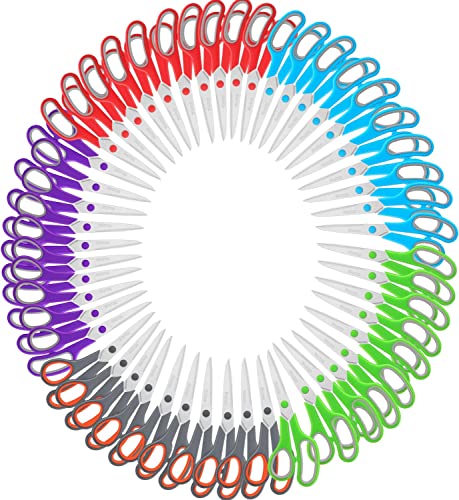 Scissors Bulk Set of 50-Pack, Niutop 8" Multipurpose Sharp Sewing Craft Fabric Scissors for Office Home High/Middle School Student Office Teacher Art Supplies, Soft Comfort-Grip Right/Left Handles - color: 50 Packs