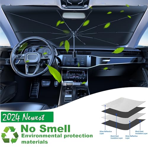 Windshield Sun Shade Umbrella for Car Front Window Sun Visor for Windshield Car Summer Accessories Protect Interior from UV Rays & Heat for Sedan, Compact SUV, Hatchbacks 57"*31" - color: Starry Sky