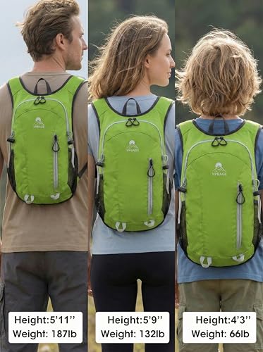 Foldable Small Hiking Backpack with 3 Strap Pockets – Lightweight 300D Spill-proof Daypack for Men Women – Packable Small Travel Backpack with Chest Strap & Trekking Pole Holder – Durable Outdoor Bag - color: Strawyellow