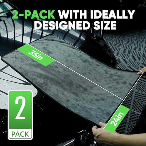 KKV 2-Pack Microfiber Towels (35"x 24") Extra Large Ultra Absorbent Drying Towel for Cars and Trucks, Without Streaks, Scratches, or Water Spots - size: X-Large