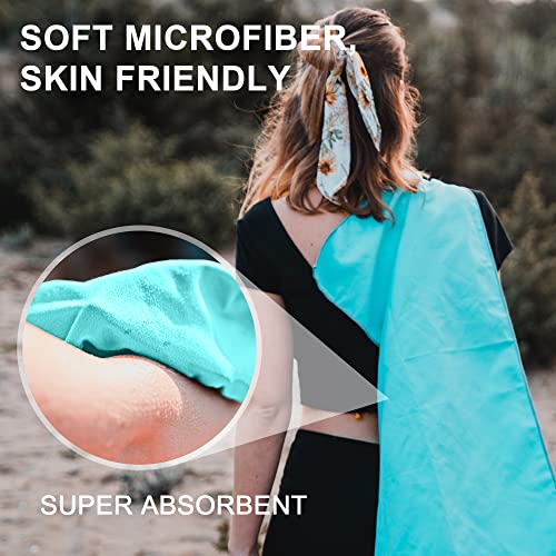 4Monster Camping Towels 3 Size at 1 Pack,Quick Dry Microfiber Towel,Beach Travel Towel Ultra Compact,Soft Gym Towel for Hiking Yoga Travel Sports Backpacking Trip and Pool - color: Lake Green