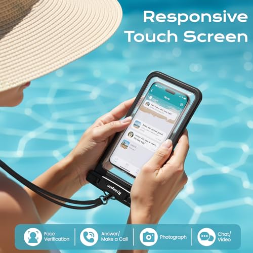 Rynapac Waterproof Phone Pouch [Up to 8.5"] - 2 Pack, IPX8 Waterproof Phone Case with Lanyard for iPhone 17 16 15 Pro Max, Touchscreen & Photograph, Cellphone Dry Bag for Beach Cruise Essentials 2026 - color: [Black + Rose Red]