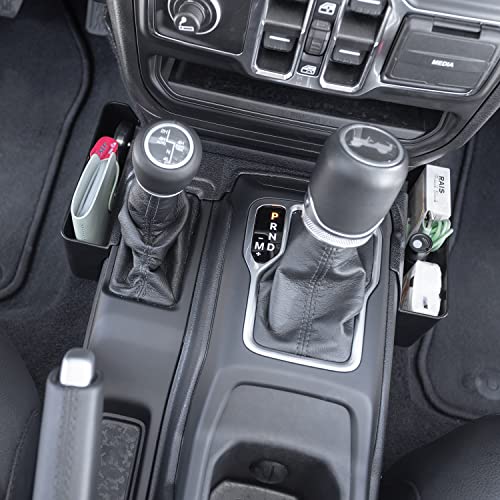2PCS Center Console Organizer for 2018-2026 Jeep Wrangler & Gladiator - color: Gear Shift Side Tray & Hanging Tray