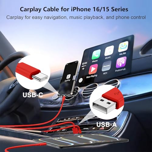 4 Pack 3/3/6/6FT 60W USB C to USB C Cable & USBA to USBC Fast Charging Cord | Car Carplay USB C Charge Cable for iPhone 17 16 15 Pro Max, Type C Cable for Samsung S26/S25, MacBook Pro/Air, iPad - Red - color: Red, size: 3ft+3ft+6ft+6ft