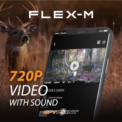 SPYPOINT Flex-M Cellular Trail Camera - Best Hunting Accessories, No WiFi Needed, Night Vision, Motion Activated, Dual-Sim LTE, IP65 Water-Resistant Game Camera, 28MP Photos, 720p Videos + Sound (3) - color: Camera Only, size: Pack of 3