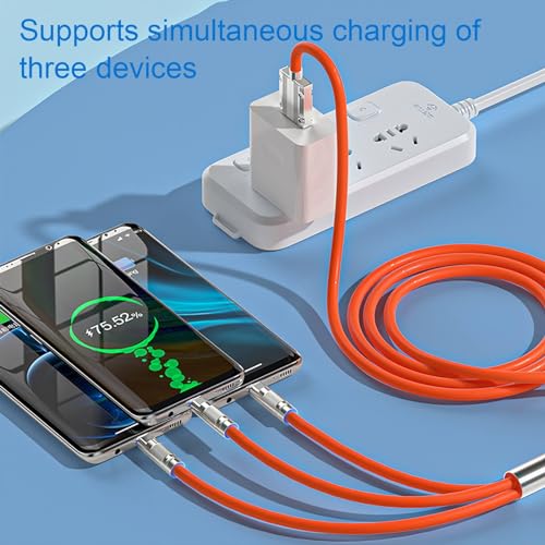 Awnuwuy 4FT Multi 3in1 Charging Cable Orange, 3 Port Lightning/Type-C/Micro | Multiple Charger Cable, Short Universal Charging Cable for iPad, iPhone 17/16/15/14, Samsung, Google, Sony PS5, Kindle - color: Orange, size: 4FT