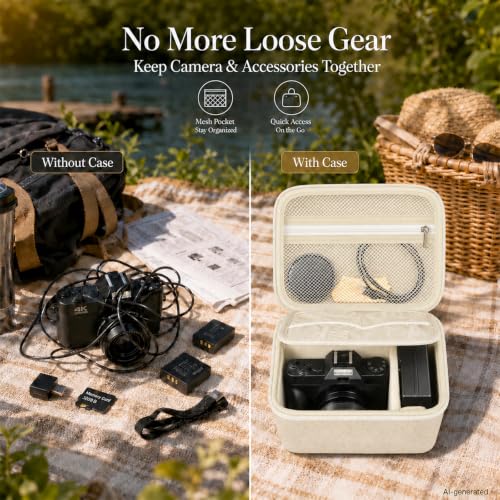 Comecase Large Travel 4K Vlogging Camera Case for Duluvulu/for AUREAPI | Outdoor Camera Storage with 2 Divider and Mesh Pocket, for Vloggers and Content Creators, Trip Ready, Off-White - Case Only - color: off-white, size: L