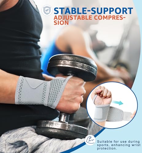 HiRui 2-Pack Ultra-Thin Mesh Wrist Wraps - Breathable, Adjustable Wrist Support for Workouts & Daily Use - Unisex Wrist Brace for Pain Relief, Tendonitis, Carpal Tunnel - One Size Fits All (Gray) - color: Gray