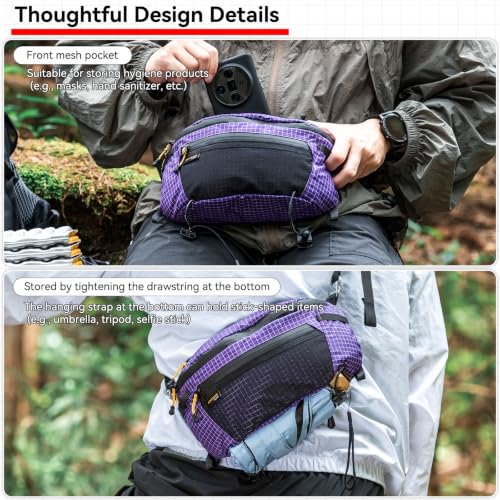 HIKEMAN Strap Pack Pouches for Backpack, Lightweight Phone Pocket, Large Capacity and Waterproof Fanny Pack Multi-functional Outdoor Bag for Hiking, Running, Travel, Cycling (Grey) - color: Grey