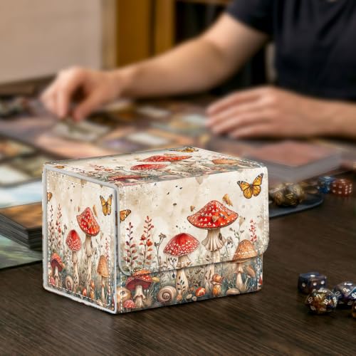 Card Deck Box for MTG Trading Cards with Magnetic Closure,Premium Card Storage Box Case Cover for TCG CCG Magic Cards,Mushroom Butterfly Weed - color: Mushroom Butterfly Weed