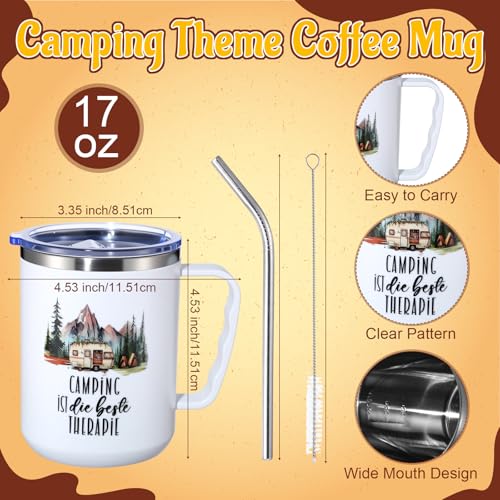 3 Pcs Camping Gifts 17oz Insulated Mug Makeup Bag Keychain for Christmas - color: White, style: Camper
