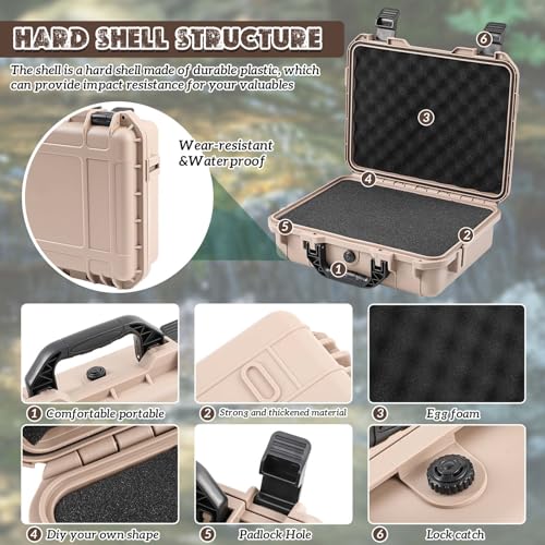 Relaxweex 8.5 x 6.5 x 3.7 Inch Hard Case, Grid Shell, Tan - color: Tan, size: 8.5 x 6.5 x 3.7 Inch, style: Grid Shell