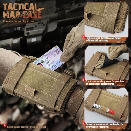 LIVANS Map Case Wrist Pouch Tactical Arm Sleeve for Army Military Gear Gift - color: Coyote Brown