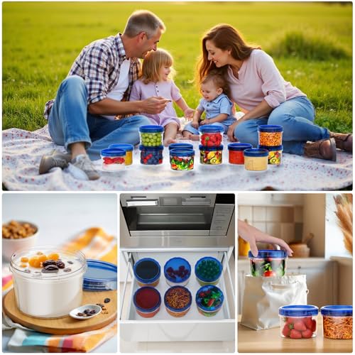 6 Pack-16 OZ Freezer Storage Containers, Small Plastic Containers with Twist Top Lids, Round Food Storage Containers, Reusable Soup Container Microwave/Dishwasher Safe - color: 6P-16 OZ