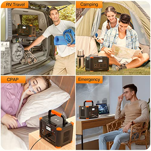 Portable Power Station 500W(Peak 1000W), 519Wh Outdoor Solar Generator - color: Grey