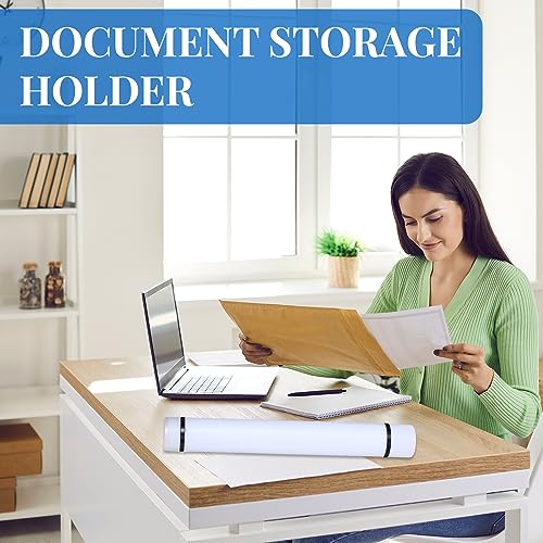 Ireer 6 Pcs Expandable Poster Tube with Strap for Documents Artwork Container Poster Transport Map Holder Tube Blueprint Storage Carrying Case for Architect Teacher Student 24.5'' to 40''(White)