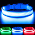 YFbrite Light up Dog Collar, USB Rechargeable LED Puppy Collar Super Bright Adjustable Glowing Dog Lights for Night Walking (Design-2- Blue, Large) - color: Version 2.0-- Blue, size: Large