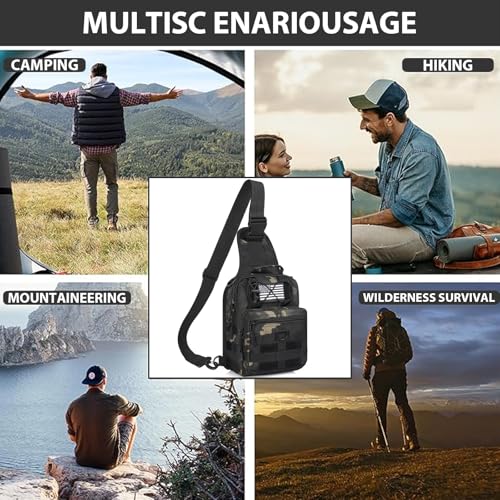 GMAK Tactical Sling Bag for Men, Tactical Camo Shoulder Bag Military Bags - color: Black Camo