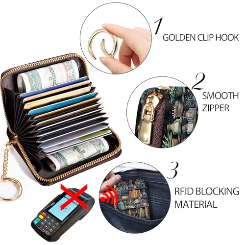 Yonlevres Credit Card Holder RFID Small Wallet Women Keychain Zipper - color: 0 Goth Lanyard
