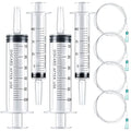 8Pcs Plastic Syringe Set 60ml 20ml Industrial Plastic Syringe with Handy Tubing 30cm(12in) for Refilling Fluids, Feeding Pets, Drawing Oil, Measuring, Watering, Multiple Uses, 20mlx2 + 60mlx2+ Hosex4