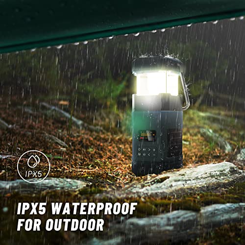 Libovgogo DF-585 Emergency LED Camping Lantern,IPX5 Waterproof Stereo Bluetooth Speaker,Hand Crank NOAA Weather Alert Radio with Solar,Portable AM FM Radio with Flashlight,5000mAH Cell Phone Charger