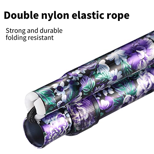 Elegant Walking Cane for Women, Foldable & Adjustable Cane for Seniors with Self-Standing Tip | Lightweight Mobility Aid for Stability & Balance Support - color: Purple violet floral printed