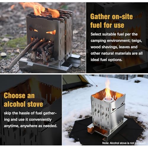 Survival Stove for Camping Cooking, Portable Wood Burning Stove, Stable Stainless Steel Foldable Camp Stove, Emergency Outdoor Cooking Stove No Gas Required, Compact Bushcraft Stove