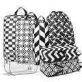 Geometrical abstract Compression Packing Set (7 Piece) - Quick-Dry Organizer Cubes Packing - Travel Essential Bag for Clothes Shoes Cosmetics Toiletry - color: Black-12