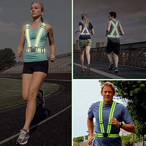 Chiwo Reflective Vest Running Gear 2Pack, High Visibility Adjustable Safety Ves for Night Cycling,Hiking, Jogging,Dog Walking - color: Green
