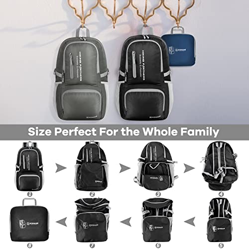 ZOMAKE Lightweight Packable Backpack, Water Resistant Foldable Daypack 35L - color: Black, size: 35L