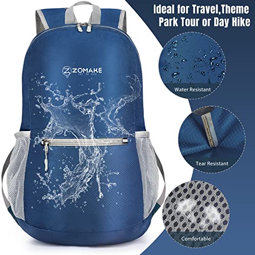 ZOMAKE Lightweight Packable Backpack, Foldable Small Travel Day Pack - color: Royal Blue 1