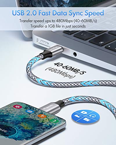 etguuds USB C to USB C Cable 3ft, 2-Pack 60W C to C Cable Fast Charging | for iPhone 17 16 15 Pro Max Plus Air, Samsung Galaxy S26 S25 S24 S23, USBC iPad MacBook Charger Cord Type C, Pixel, Gray - color: Gray, size: 3ft