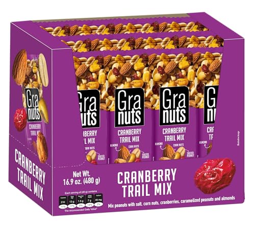 Granuts Cranberry Trail Mix, Sweet and Salty, 1.41 oz (12 Pack) - size: 1.76 Ounce (Pack of 12)