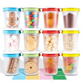 12 Pack 8.8oz Plastic Food Storage Containers with Lids, Small Meal Prep Container Jars for Food, Salad, Soup, Snack, Freezer & Lunch - color: Multicolor (12pcs 8.8oz)