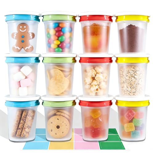 12 Pack 8.8oz Plastic Food Storage Containers with Lids, Small Meal Prep Container Jars for Food, Salad, Soup, Snack, Freezer & Lunch - color: Multicolor (12pcs 8.8oz)