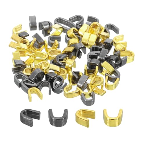 uxcell 80Pcs Zipper Slider Retainers - #5 U Shape Top Stoppers for Bags Coats Jackets Closed-end Zippers Replacing, Metallic Black & Gold Tone - color: Metallic Black/Gold Tone, size: #5