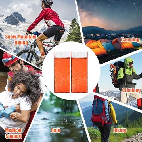 4 Pack Emergency Bivy Sack Bivy Bag - Emergency Sleeping Bags Survival Sleeping Bag Bivvy Sack Waterproof Lightweight Foil Military Patriot Compact Gear Blanket Thermal Escape Camping