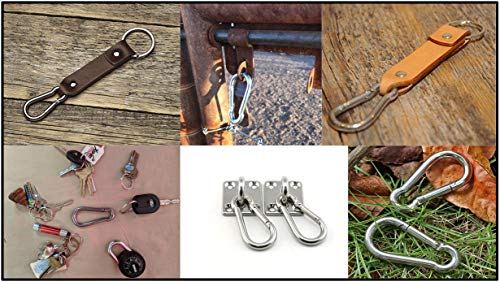 Black & Silver Zinc-Galvanized Heavy Duty Bushcraft Carabiner Spring Snap Clip Link Hooks 200-500lb Load 2, 6 & 12 Packs - color: 5cm (2.0in) Silver 2 Pack